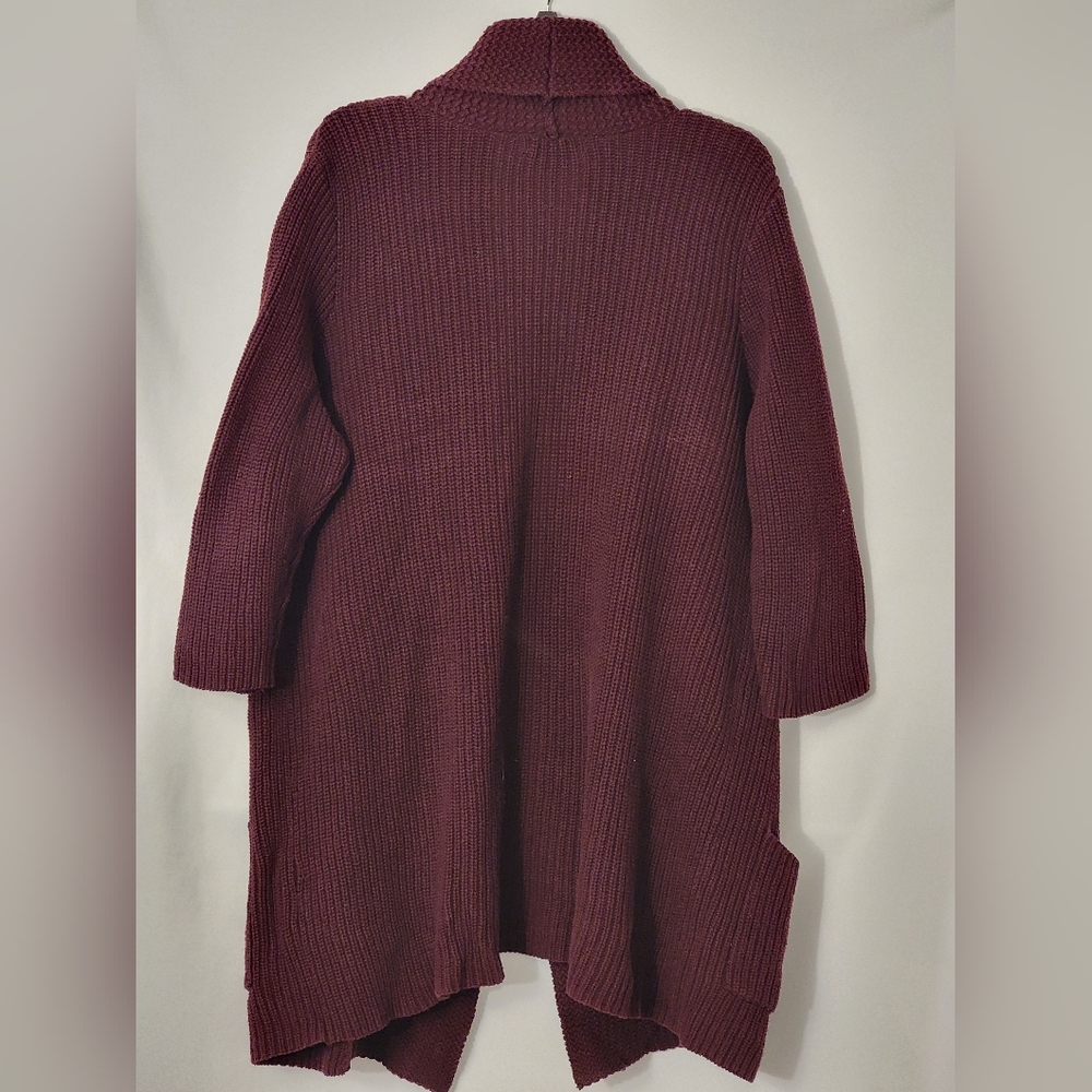 Chaps Burgundy Open Cardigan Size 1X - Picture 4 of 6